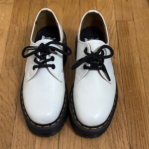 Dr. Martens Platform White Leather Shoes with Black Laces